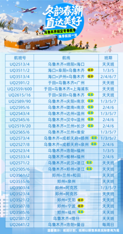 2025年冬航季 烏魯木齊航空航線網(wǎng)絡(luò)煥新，織密區(qū)域空中通道